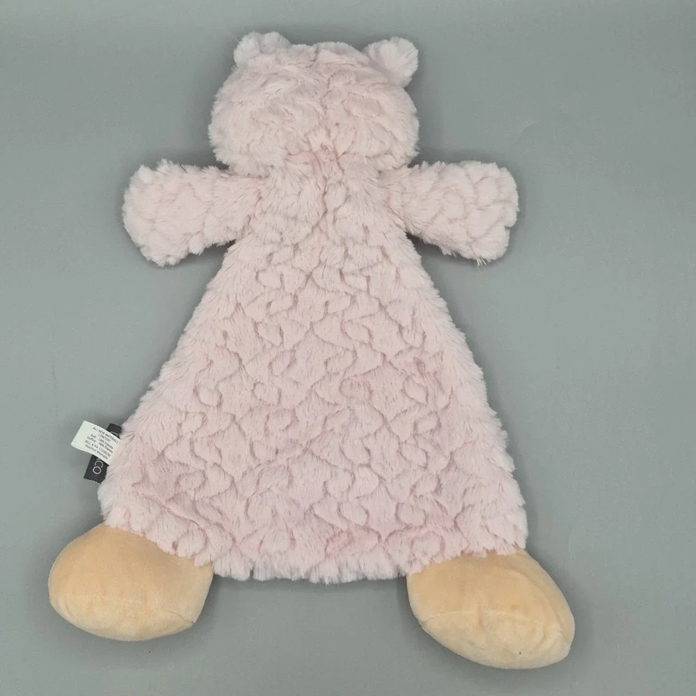 Demdaco‎ Pink Furry Bear Lovey Full Body Security Blanket Thumbie Rattles